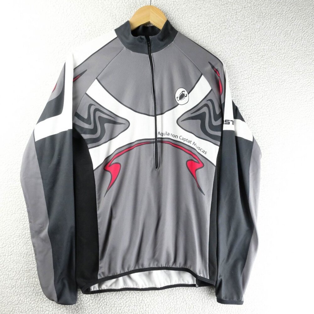 Castelli Jersey Mens Large Gray Red Half Zip Long Sleeve Lightweight Cycling